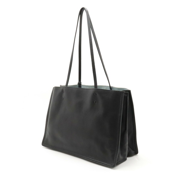 Prada Etiquette Tote Shoulder Black Blue Leather Bag - Picture 1 of 9
